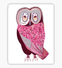 Pink Fern Owl Sticker
