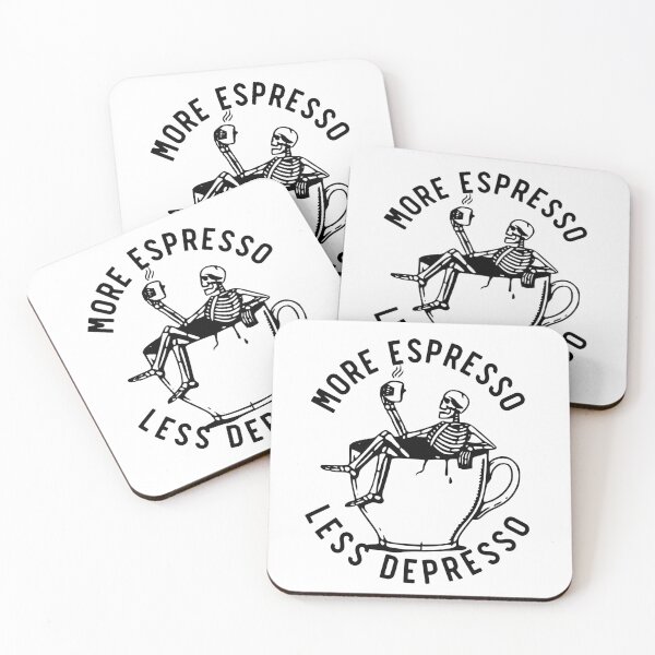 Item preview, More Espresso Less Depresso, Skeleton Coffee Cup, Black designed and sold by anghelapparel.