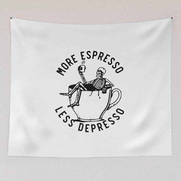Item preview, More Espresso Less Depresso, Skeleton Coffee Cup, Black designed and sold by anghelapparel.