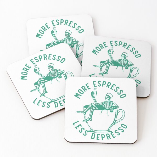 Item preview, More Espresso Less Depresso, Skeleton Coffee Cup, Green designed and sold by anghelapparel.