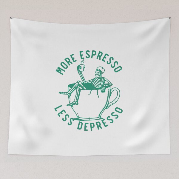 Item preview, More Espresso Less Depresso, Skeleton Coffee Cup, Green designed and sold by anghelapparel.
