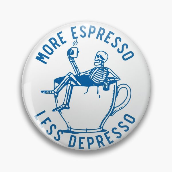 Item preview, More Espresso Less Depresso, Skeleton Coffee Cup, Blue designed and sold by anghelapparel.