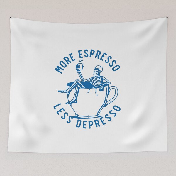 Item preview, More Espresso Less Depresso, Skeleton Coffee Cup, Blue designed and sold by anghelapparel.