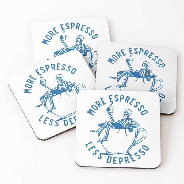 Item preview, More Espresso Less Depresso, Skeleton Coffee Cup, Blue designed and sold by anghelapparel.