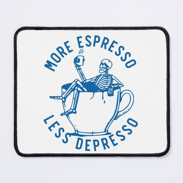Item preview, More Espresso Less Depresso, Skeleton Coffee Cup, Blue designed and sold by anghelapparel.
