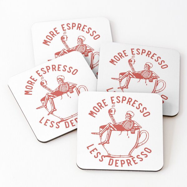 Item preview, More Espresso Less Depresso, Skeleton Coffee Cup, Red designed and sold by anghelapparel.