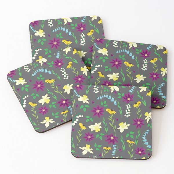 Item preview, Beautiful floral garden with grey background designed and sold by The Pattern Mill.