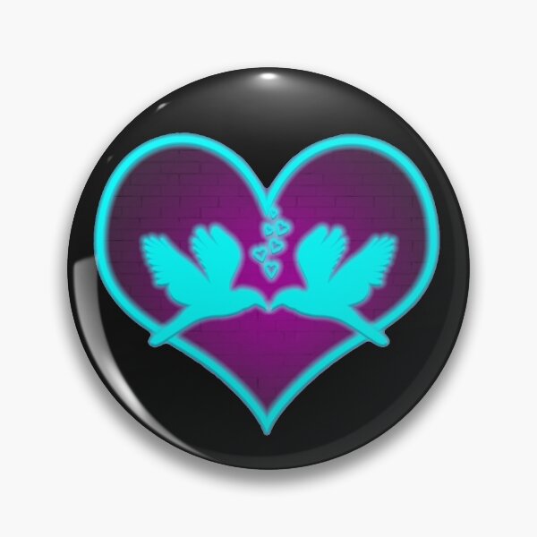 Item preview, neon heart sticker with pigeons, chrome heart designed and sold by vilma3000.