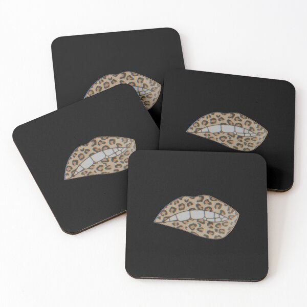 Item preview, Biting Lip in Leopard Print Trendy Mouth with Teeth Showing designed and sold by brookemiller801.