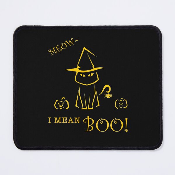 Item preview, Meow I mean boo Funny Halloween Cat Cartoon Yellow Art designed and sold by Panya-Design.