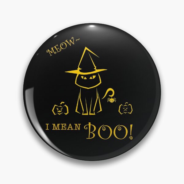 Item preview, Meow I mean boo Funny Halloween Cat Cartoon Yellow Art designed and sold by Panya-Design.
