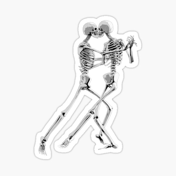 Impression métallique for Sale avec l'œuvre « Danseurs de tango squelettes  Halloween Danse de la mort » de l'artiste aronia