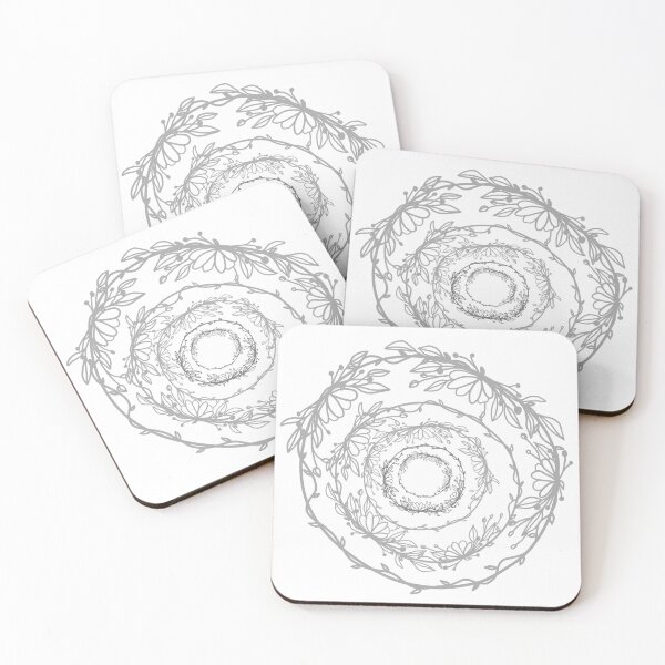Item preview, Outline of flora vine on silver grey tone designed and sold by Trianglegreen.