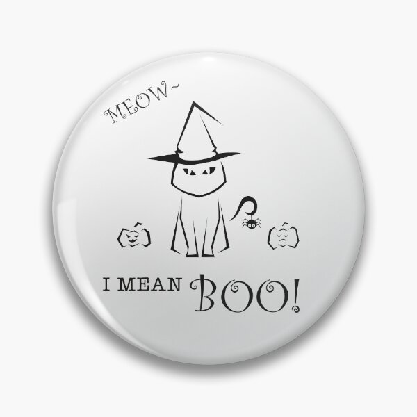 Item preview, Meow I mean boo Funny Halloween Cat Cartoon black art designed and sold by Panya-Design.