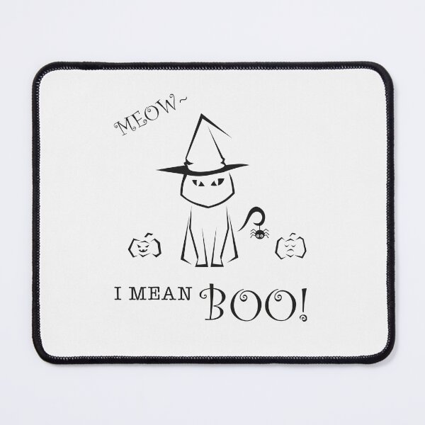 Item preview, Meow I mean boo Funny Halloween Cat Cartoon black art designed and sold by Panya-Design.
