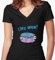 CAKE BREAK (down) Women's Fitted V-Neck T-Shirt