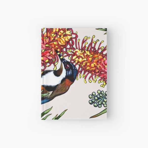 Eastern Spinebill in Grevillea #1 by Australian artist Laural Retz Hardcover Journal