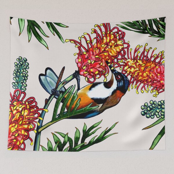 Item preview, Eastern Spinebill in Grevillea #1 by Australian artist Laural Retz designed and sold by Laural Retz.
