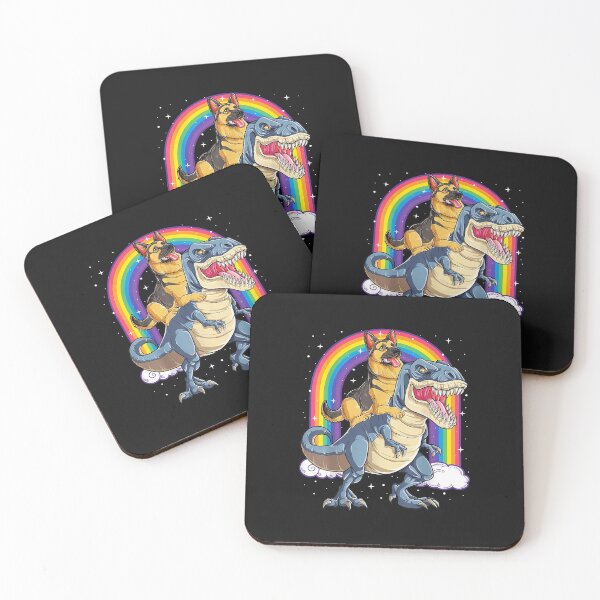 Item preview, German Shepherd Riding Dinosaur T rex Gift Boys Kids Rainbow designed and sold by Lucius41244.