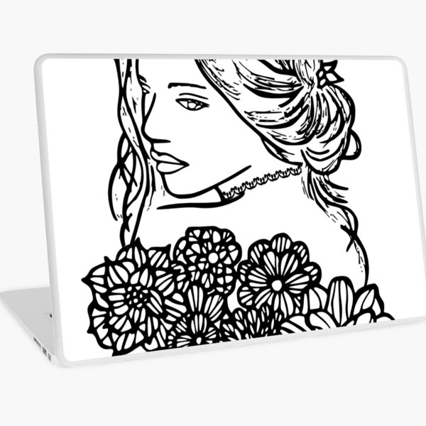 Aperçu de l'œuvre Graphique vectoriel noir et blanc de jolie femme T-shirt classique créée et vendue par alysapredovicid.