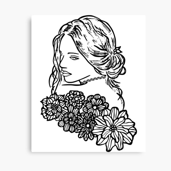 Aperçu de l'œuvre Graphique vectoriel noir et blanc de jolie femme T-shirt classique créée et vendue par alysapredovicid.