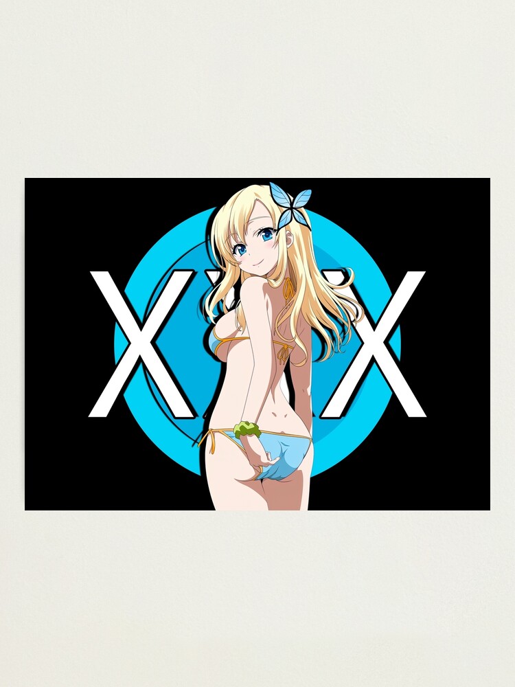Sexy anime girl in blue bikini