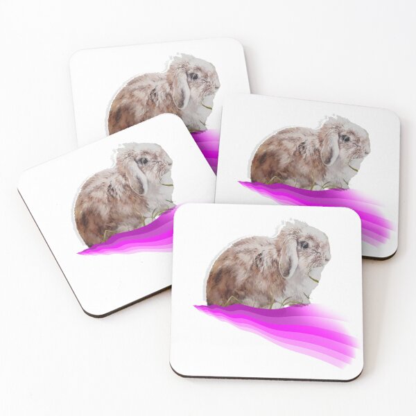 Item preview, Beautiful lop bunny painting on a digital pink rainbow wave designed and sold by Studio Fluffle.
