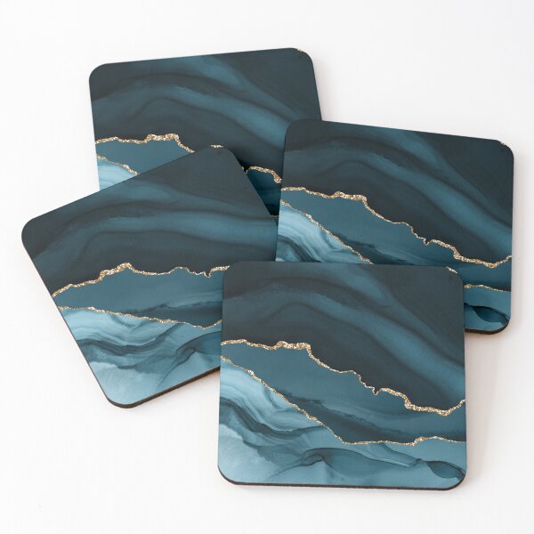 Item preview, Watercolor Agate in Slate Blue with Glitter Veins designed and sold by PixDezines.