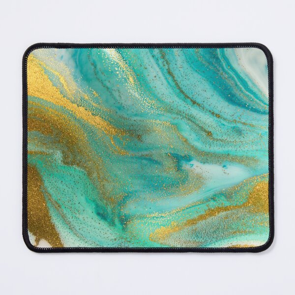 Item preview, Marble Swirls of White Turquoise and Gold Glitter Abstract Pattern designed and sold by Alicia Chee.