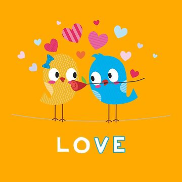 Artwork thumbnail, Love - Two Birds - Best gift for KIDS - Kids Birthday gift idea by sinhalaGreeting