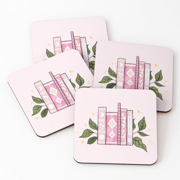 Item preview, Pink book spines with leaves designed and sold by Ellen Wilberg.