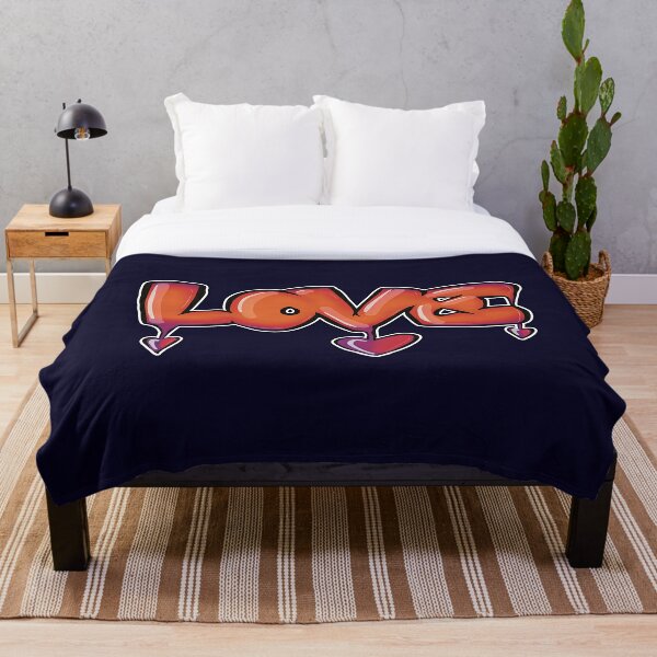love with orange and blue vintage flower Throw Blanket by LV-creator