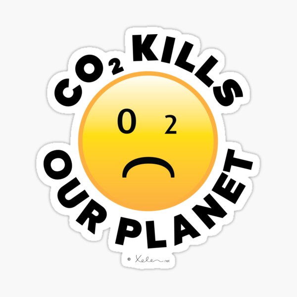 CO2 Kills our Planet (black) - Smiley, Xelen.net Sticker