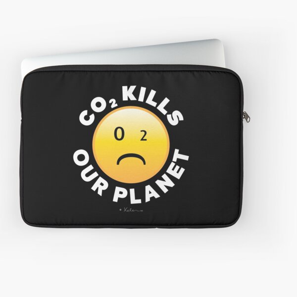 CO2 Kills our Planet (white) - Smiley, Xelen.net Laptoptasche