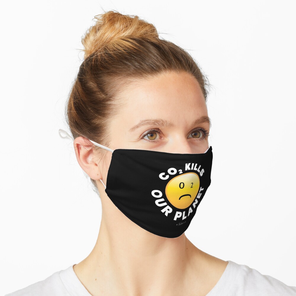 CO2 Kills our Planet (white) - Smiley, Xelen.net Maske