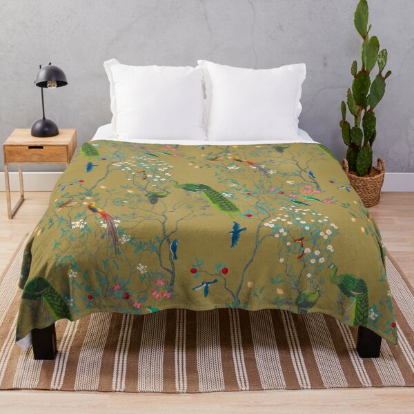 exotic birds and flowers Throw Blanket