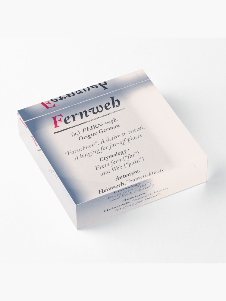 "Fernweh, dictionary definition, word meaning illustration, etymology