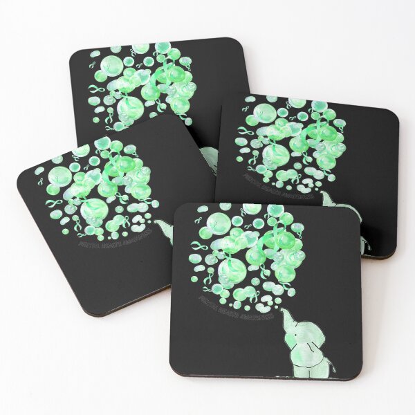 Item preview, Elephant Blows Up Green Balloons Mental Health Awareness designed and sold by LucaAndreien.