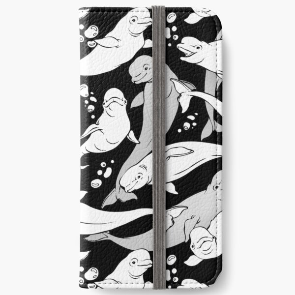 Beluga whales on black iPhone Wallet