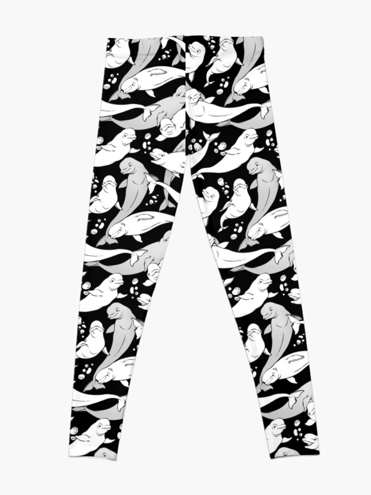 Alternate view of Beluga whales on black Leggings
