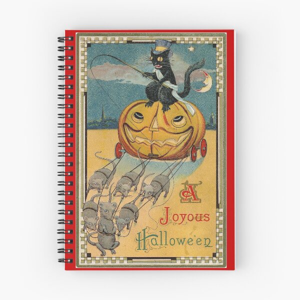 Item preview, Vintage Halloween Greeting Card with a Cat Driving a Jack o Lantern with Mice designed and sold by Bellathewilde.