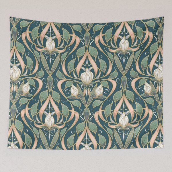 Item preview, Serene Blossom Art Nouveau Pattern | Soft Teal Green designed and sold by L Diane Johnson.