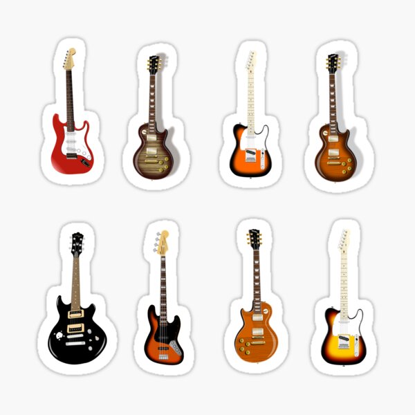 "Electric Guitar Sticker Pack, Guitar Pattern" Sticker for Sale by