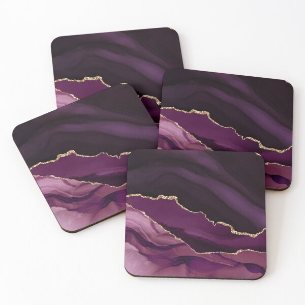 Item preview, Watercolor Agate in Burgundy and Dusty Rose Faux Gold Glitter Veins designed and sold by PixDezines.
