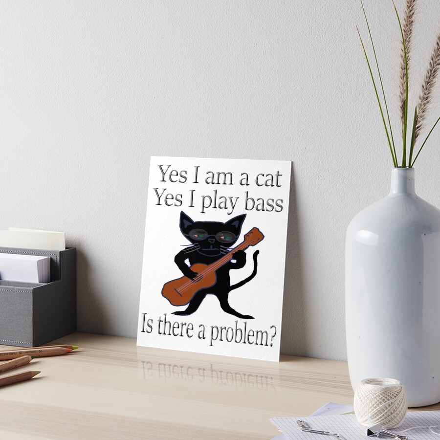 Cool Cat Plays Bass Guitar Art Board Print
