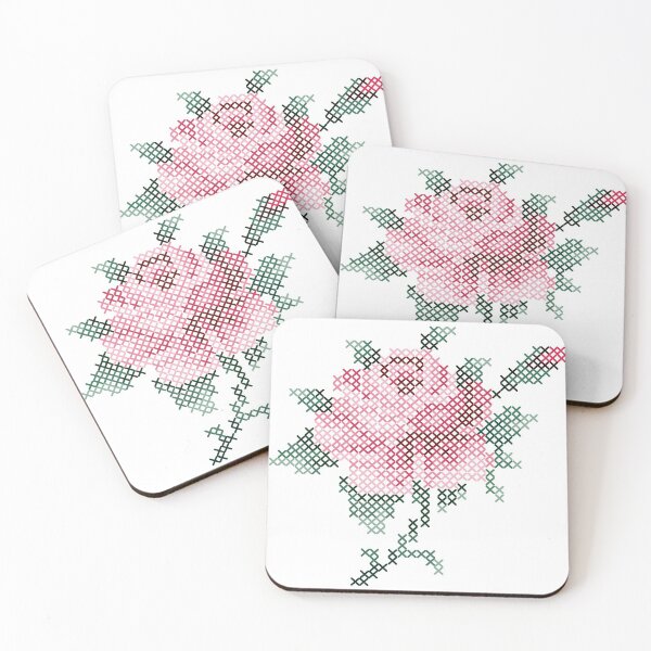 Item preview, Rose blooms in cross stitch embroidery digital illustration by Akbaly designed and sold by Akbaly.