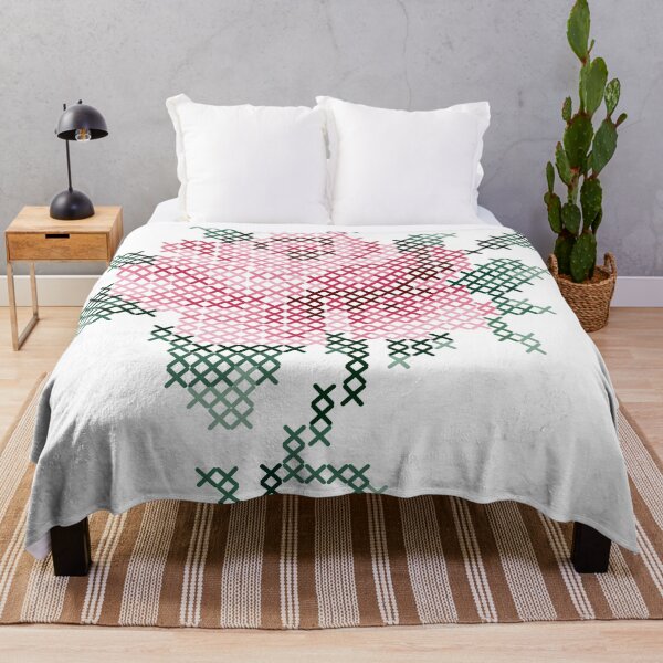 Item preview, Rose blooms in cross stitch embroidery digital illustration by Akbaly designed and sold by Akbaly.