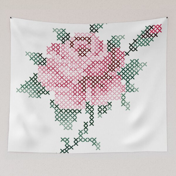 Item preview, Rose blooms in cross stitch embroidery digital illustration by Akbaly designed and sold by Akbaly.