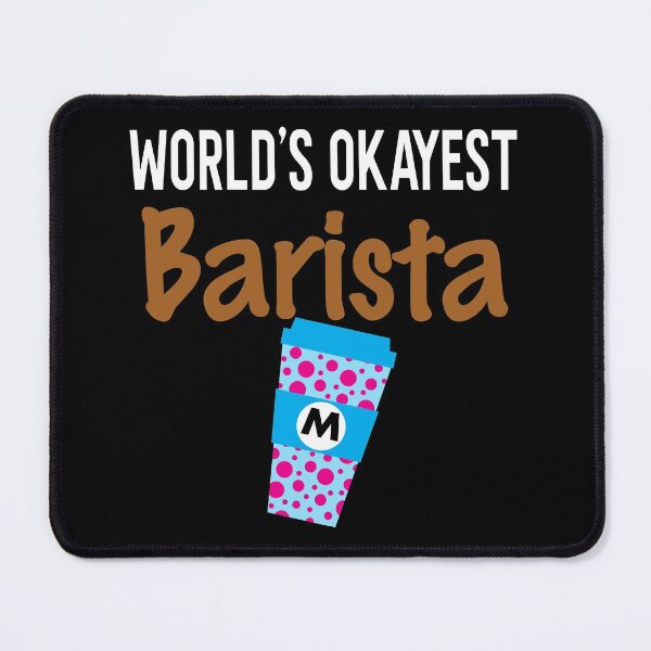 Item preview, World's Okayest Barista Monogram M designed and sold by ZiesMerch.