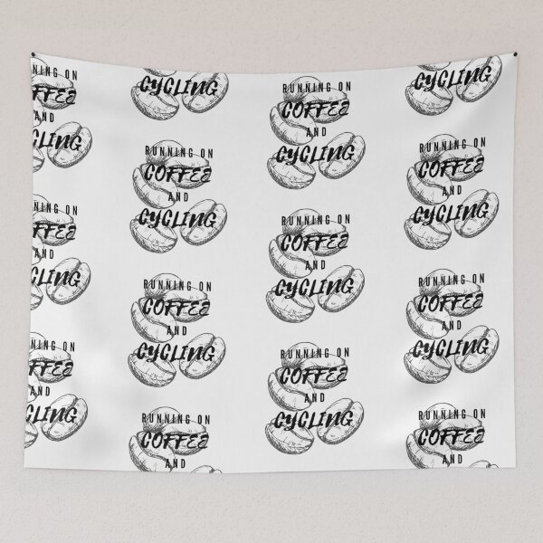 Item preview, Running On Coffee And Cycling Funny Saying Beans Background designed and sold by LuckyKermit.